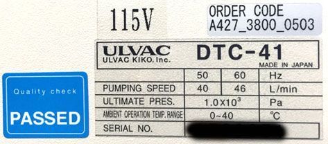 Load image into Gallery viewer, ULVAC DTC-41 110V 1.6 Cfm 2-Stage Chemical-Duty Diaphragm Pump TUV
