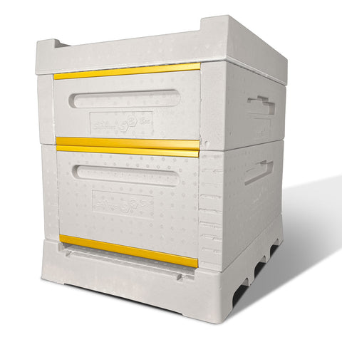 Superior Bee polystyrene 10-frame beehive, 1 deep 1 medium, front