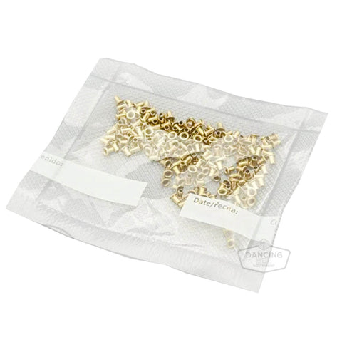 Pack of 100 brass eyelets used to reinforce beekeeping frames with wire.