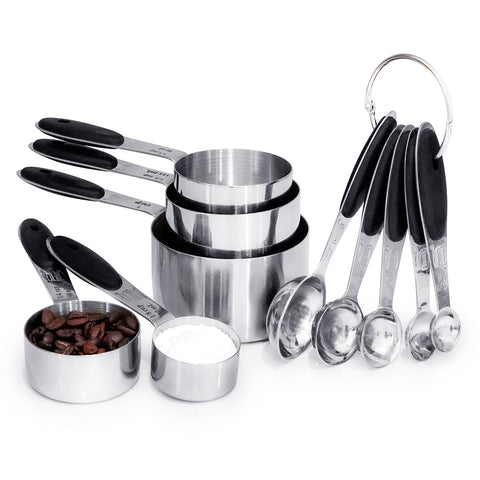 Measuring cups and spoons set, stainless steel