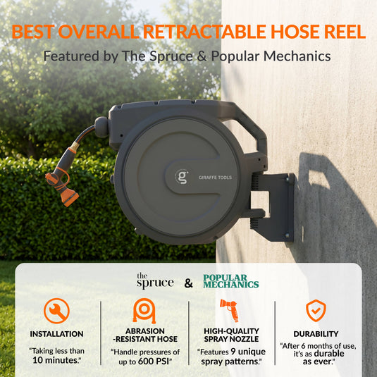 Retractable Garden Hose Reel-1/2in-130ft