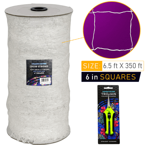 Common Culture Soft Mesh Nylon Trellis Netting Bulk Roll 6.5 ft x 350 ft w/ 6 in Squares + Trojan 2 Inch Straight Scissors, additional product view 2