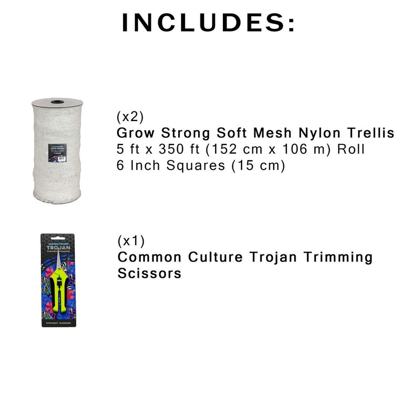 Load image into Gallery viewer, Common Culture Soft Mesh Nylon Trellis Netting Bulk Roll 5 ft x 350 ft w/ 6 in Squares + Trojan 2 Inch Straight Scissors
