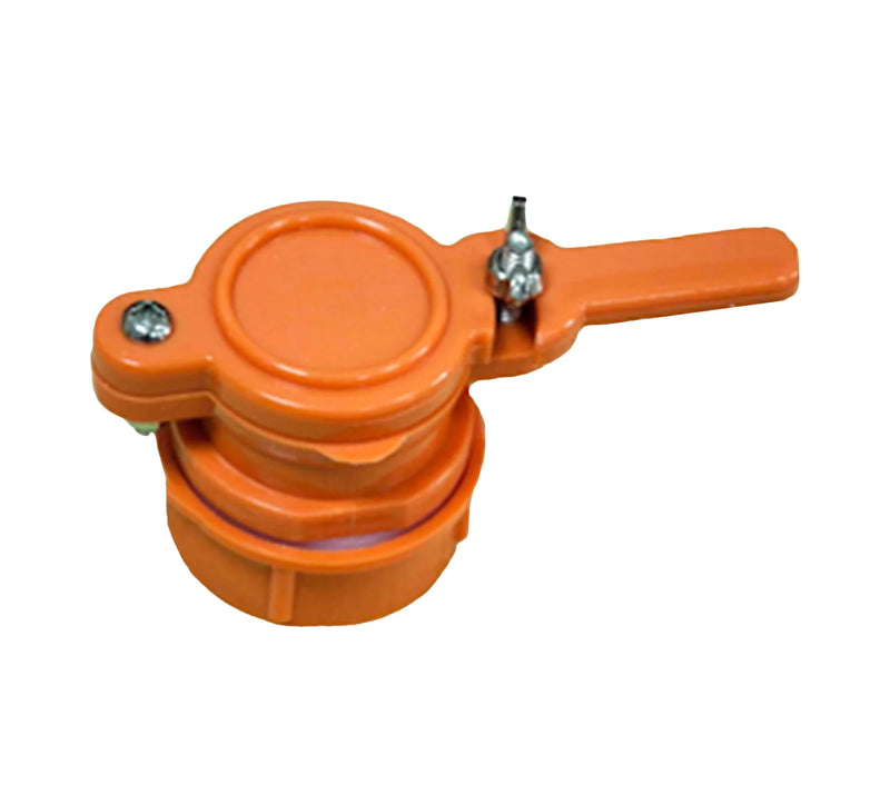 Load image into Gallery viewer, Plastic honey gate with short shank fitting for bucket bottling, angled view.
