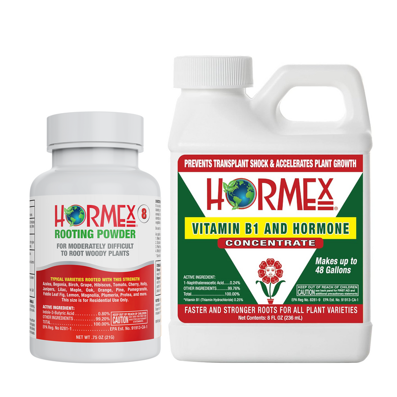 Load image into Gallery viewer, Hormex Rooting Duo: Vitamin B1 Rooting Hormone Concentrate &amp; Rooting Powder #8 for Moderately Difficult to Root Plants
