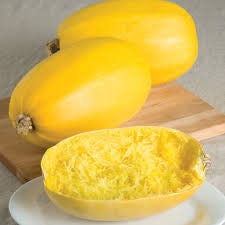 Organic Heirloom Spaghetti Squash seeds package, GrowTime Garden Supply
