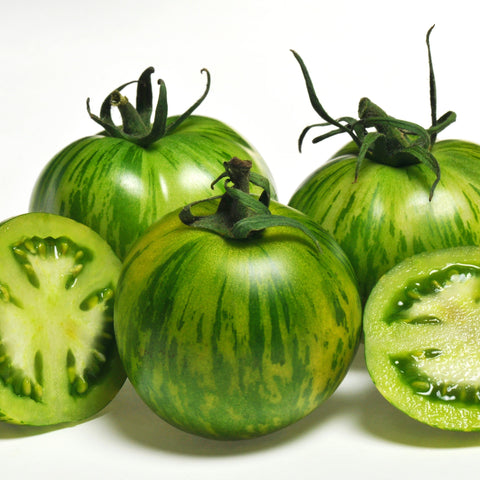 Organic Green Zebra Tomato seeds package, GrowTime Garden Supply