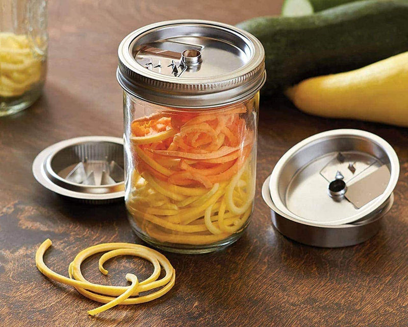 Load image into Gallery viewer, Jarware Stainless Steel 3-in-1 Spiralizer for Wide Mouth Mason Jars
