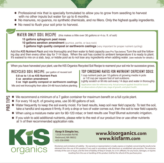KiS Organics Nutrient Pack