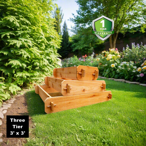 Timberlane Gardens 3-tiered pyramid cedar planter
