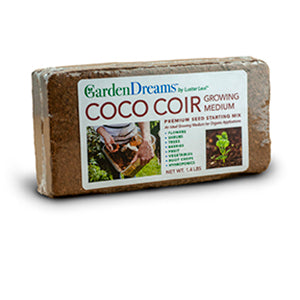 Luster Leaf Garden Dreams 1.4 pound coco coir brick package.