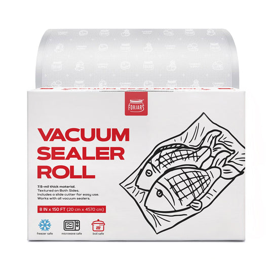 Vacuum Sealer Roll - 8 in x 150 ft, Textured on Both Sides, 7.5 Mil Thickness