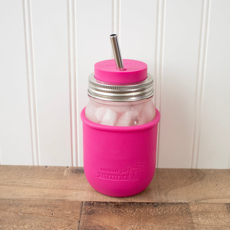 Load image into Gallery viewer, Silicone Sleeve for Regular Mouth Pint 16oz Mason Jars
