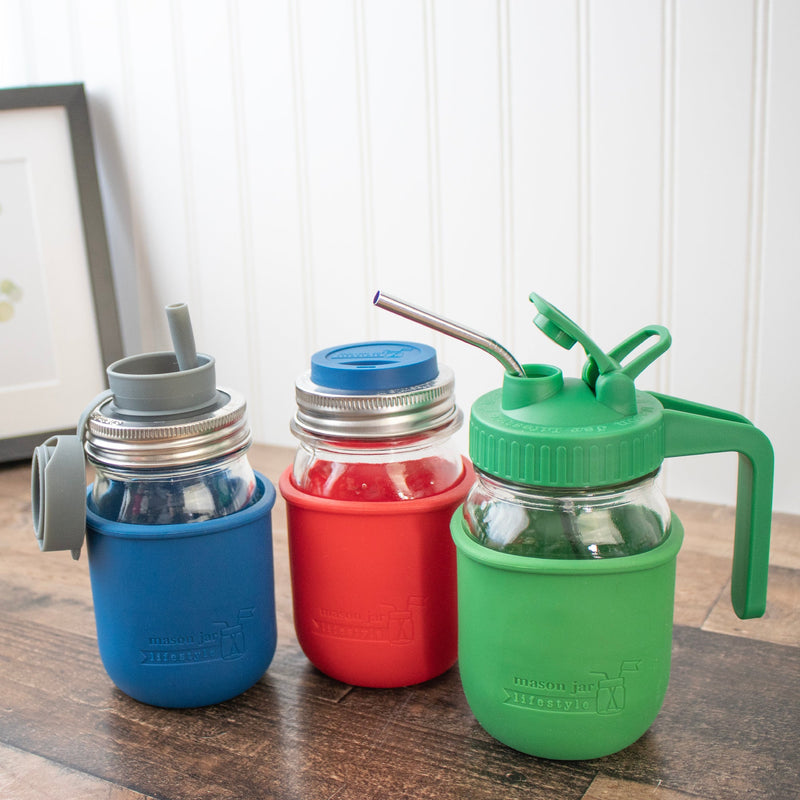 Load image into Gallery viewer, Silicone Sleeve for Regular Mouth Pint 16oz Mason Jars
