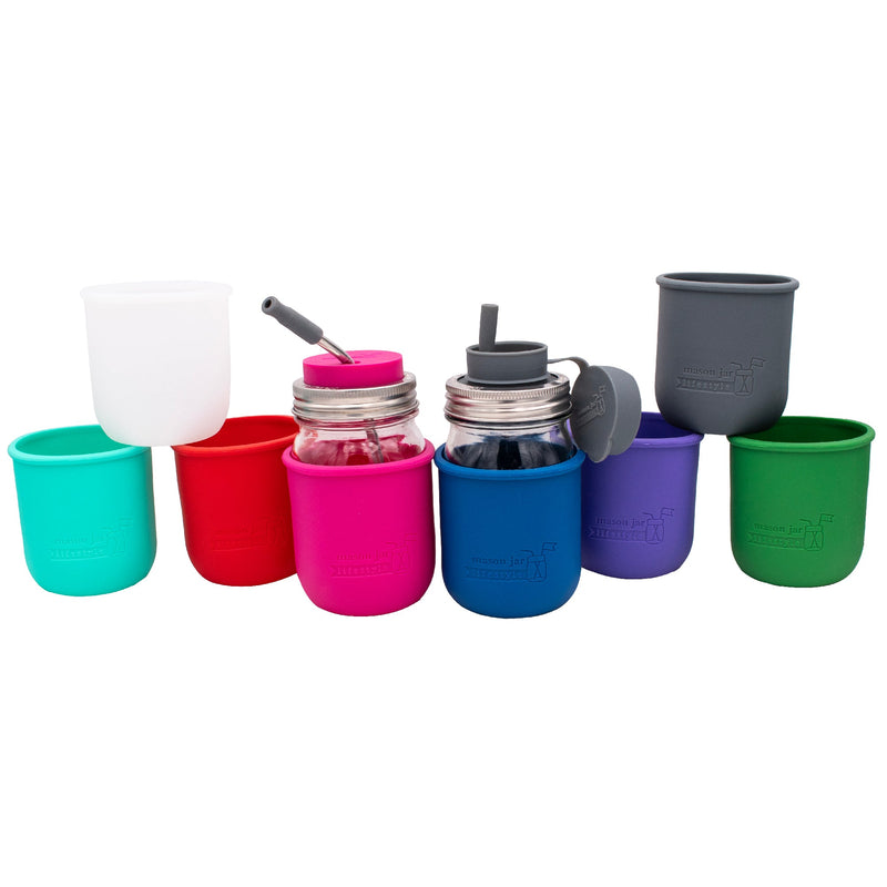 Load image into Gallery viewer, Silicone Sleeve for Regular Mouth Pint 16oz Mason Jars
