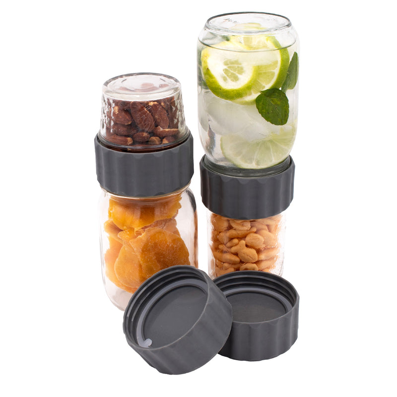 Load image into Gallery viewer, 2-in-1 Lid to Connect Two Regular Mouth Mason Jars 2 Pack

