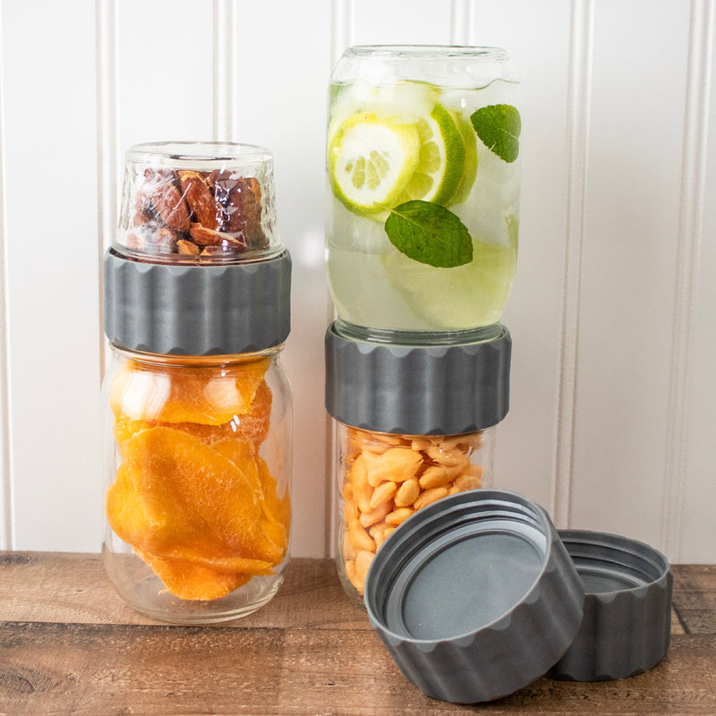 Load image into Gallery viewer, 2-in-1 Lid to Connect Two Regular Mouth Mason Jars 2 Pack
