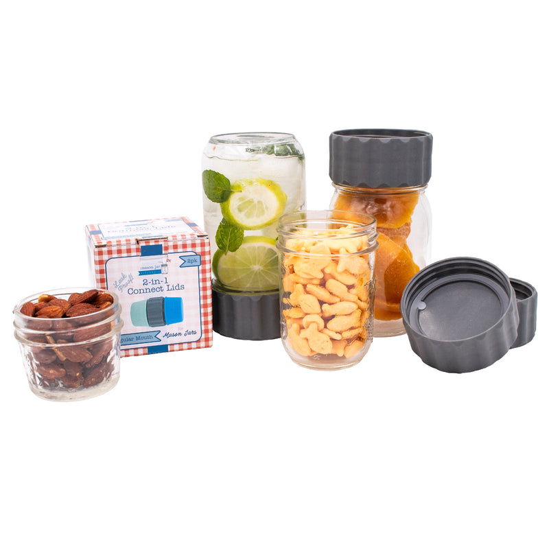 Load image into Gallery viewer, 2-in-1 Lid to Connect Two Regular Mouth Mason Jars 2 Pack
