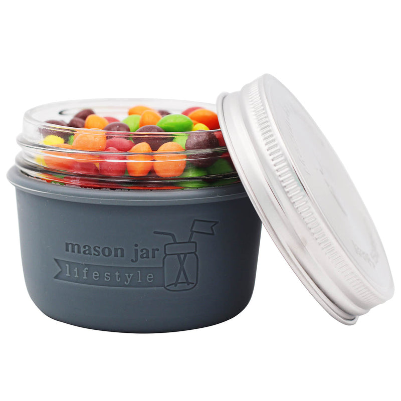 Load image into Gallery viewer, Silicone Sleeve for Wide Mouth Half Pint 8oz Mason Jars
