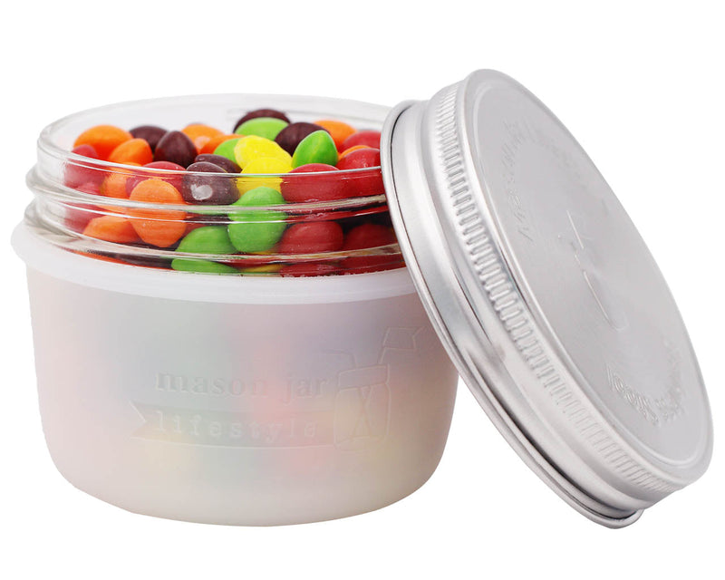 Load image into Gallery viewer, Silicone Sleeve for Wide Mouth Half Pint 8oz Mason Jars
