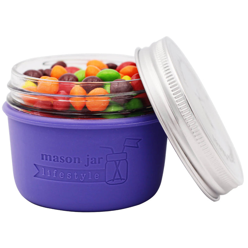 Load image into Gallery viewer, Silicone Sleeve for Wide Mouth Half Pint 8oz Mason Jars
