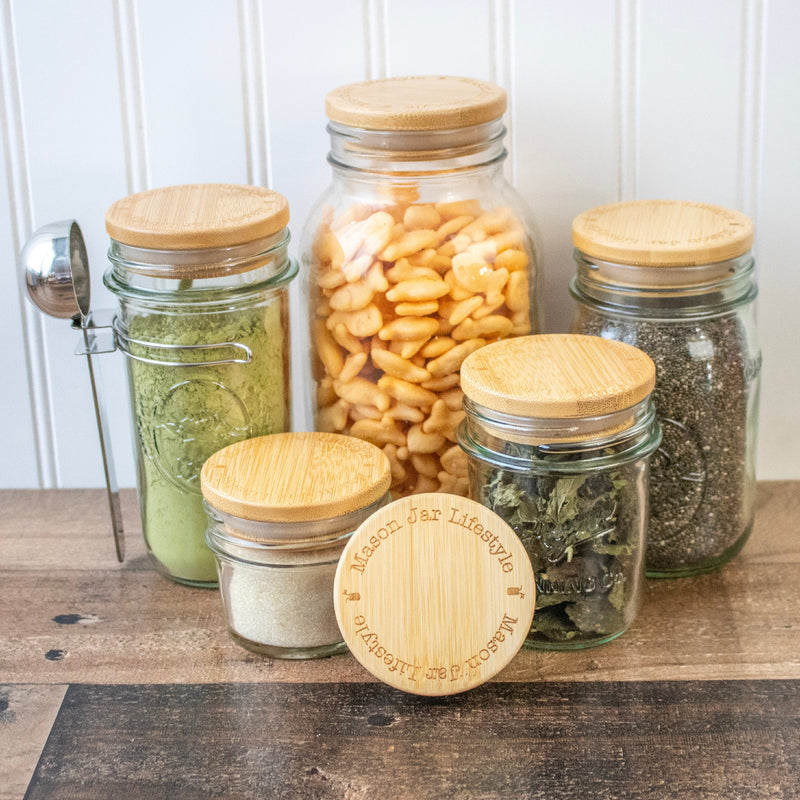 Load image into Gallery viewer, Bamboo Storage Stopper Lids for Mason Jars
