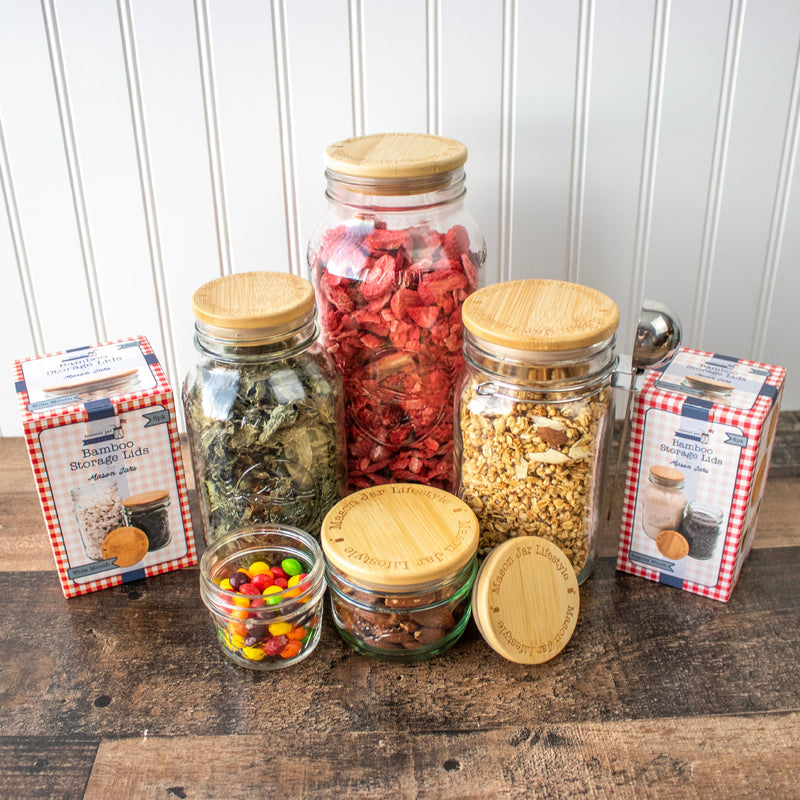 Load image into Gallery viewer, Bamboo Storage Stopper Lids for Mason Jars
