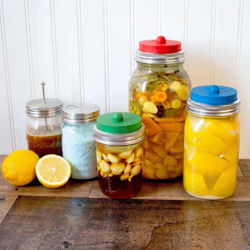 Load image into Gallery viewer, Silicone Fermentation Airlock Valve Lid With SS Band for Wide Mouth Mason Jars
