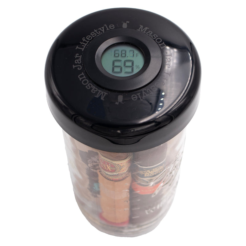 Load image into Gallery viewer, Humidor / Hygrometer Lid with Temperature for Wide Mouth Mason Jars - Store Cigars, Spices, or Herbs
