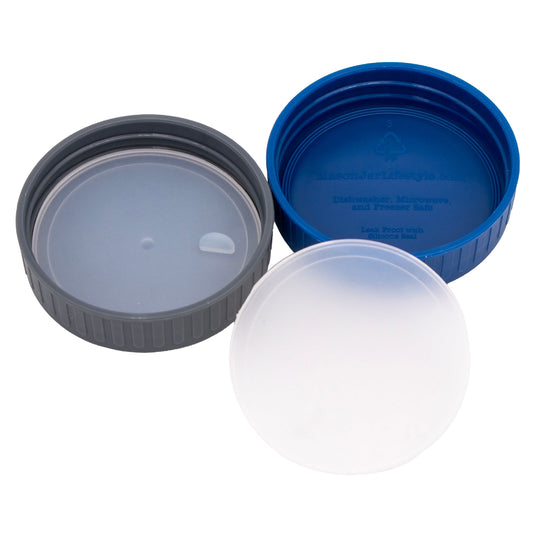 Leak Proof Plastic Storage Lids with Silicone Liners for Mason Jars