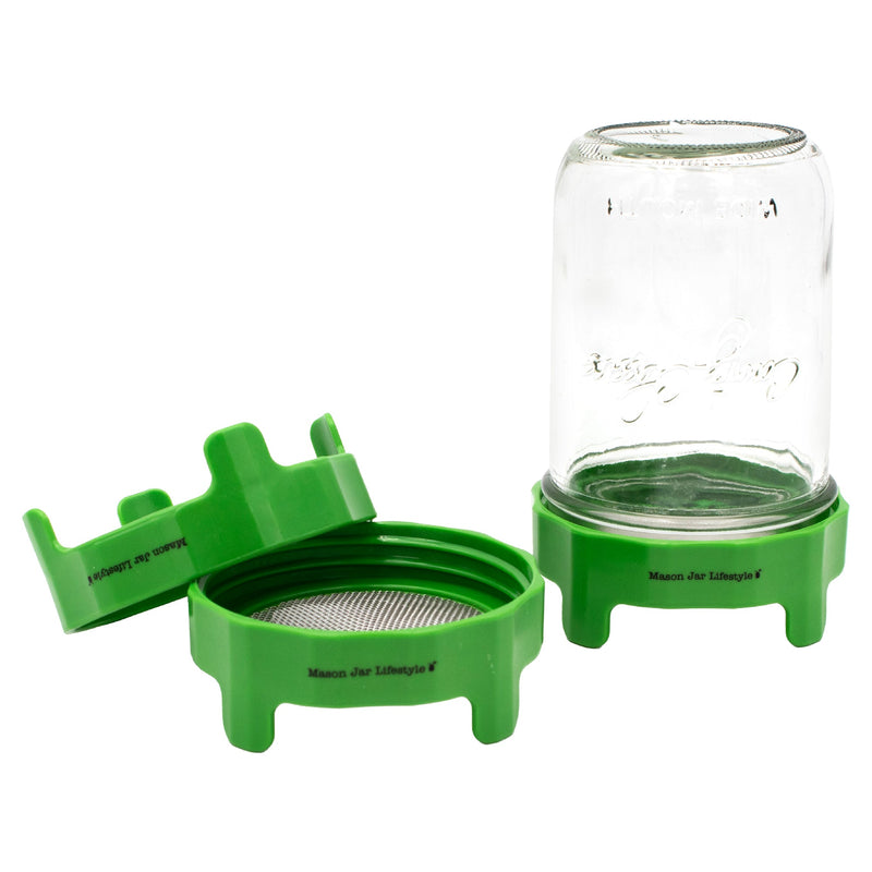 Load image into Gallery viewer, Rust Proof Sprouting Lid with Built-In Stand for Wide Mouth Mason Jars
