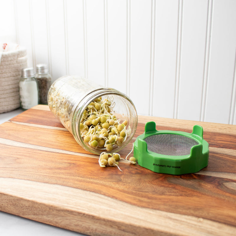 Load image into Gallery viewer, Rust Proof Sprouting Lid with Built-In Stand for Wide Mouth Mason Jars
