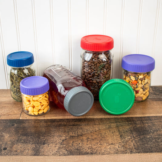 Leak Proof Plastic Storage Lids with Silicone Liners for Mason Jars