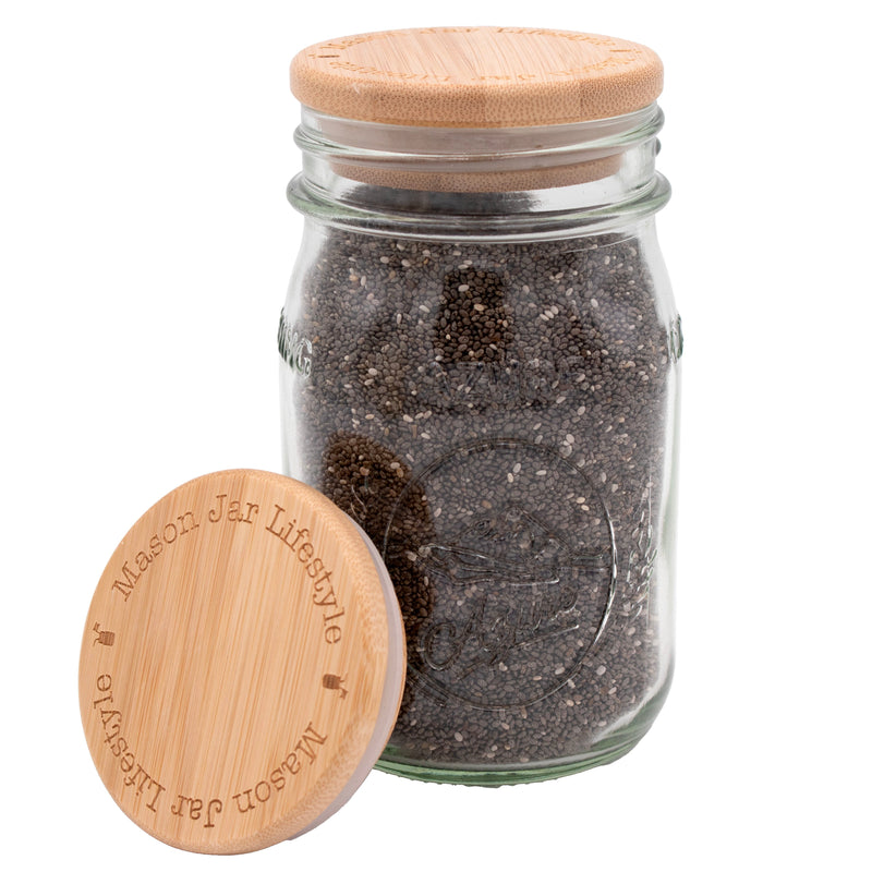Load image into Gallery viewer, Bamboo Storage Stopper Lids for Mason Jars 6 Pack
