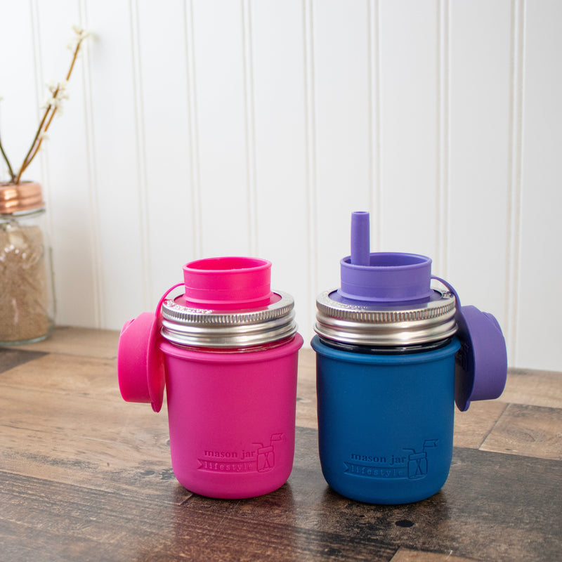 Load image into Gallery viewer, Silicone Sleeve for Regular Mouth Half Pint 8oz Mason Jars
