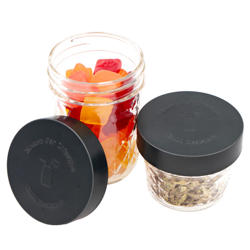 Load image into Gallery viewer, Child Resistant Lids for Regular Mouth Mason Jars 2 Pack

