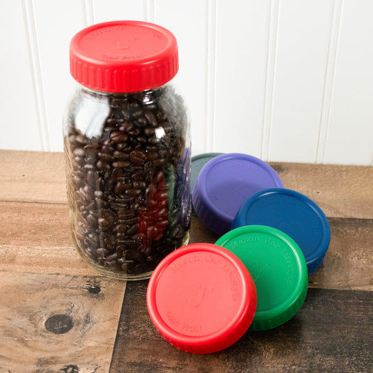 Leak Proof Plastic Storage Lids with Silicone Liners for Mason Jars