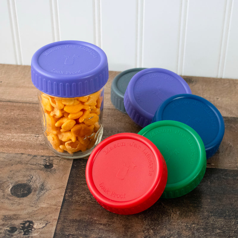 Load image into Gallery viewer, Leak Proof Plastic Storage Lids with Silicone Liners for Mason Jars
