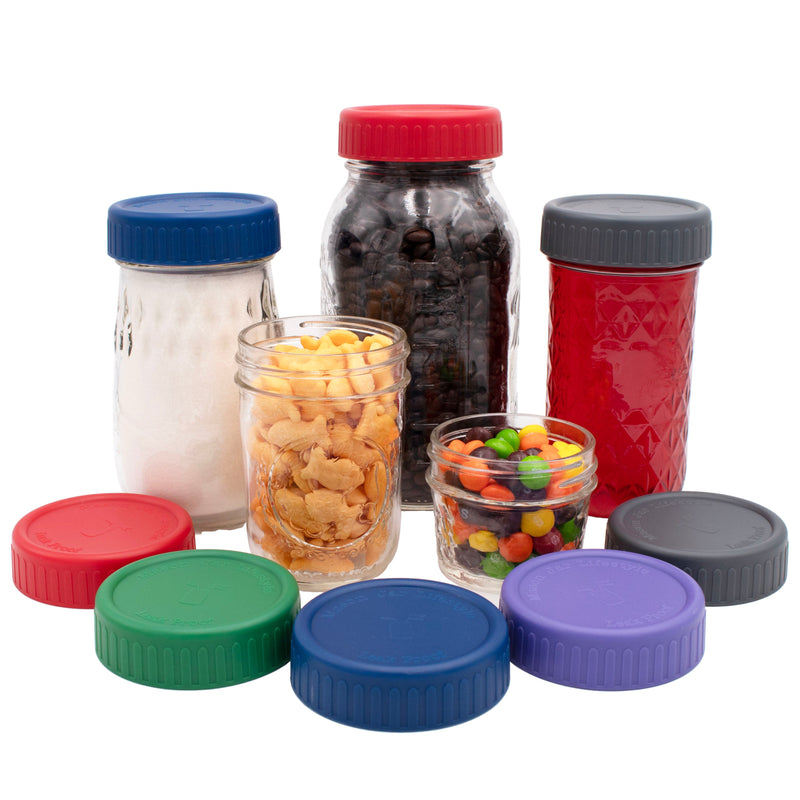 Load image into Gallery viewer, Leak Proof Plastic Storage Lids with Silicone Liners for Mason Jars
