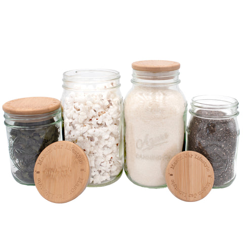 Bamboo storage stopper lids, 6-pack