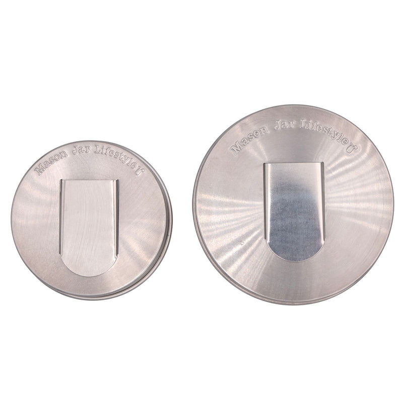 Load image into Gallery viewer, Grain Dispenser Stainless Steel Lids for Mason Jars 2 Pack
