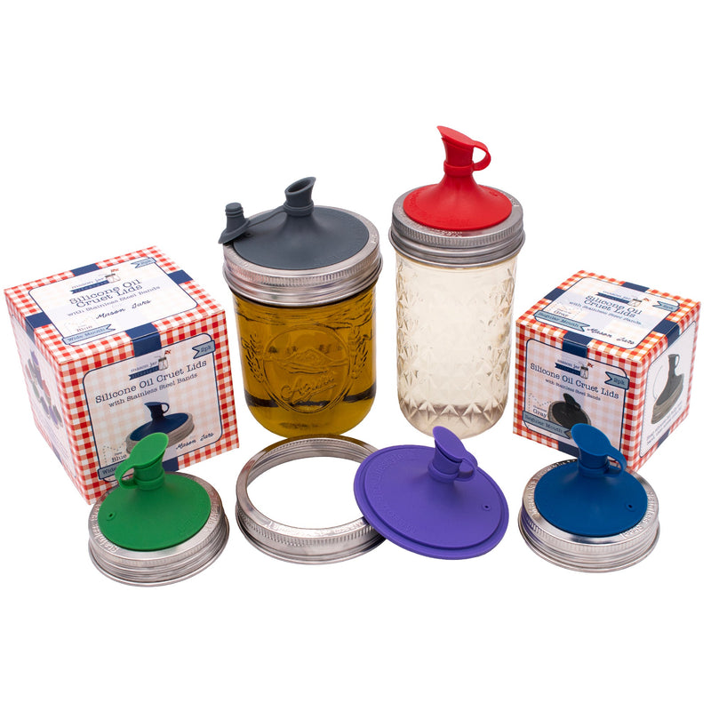 Load image into Gallery viewer, Silicone Oil Cruet Pour Lid for Mason Jars
