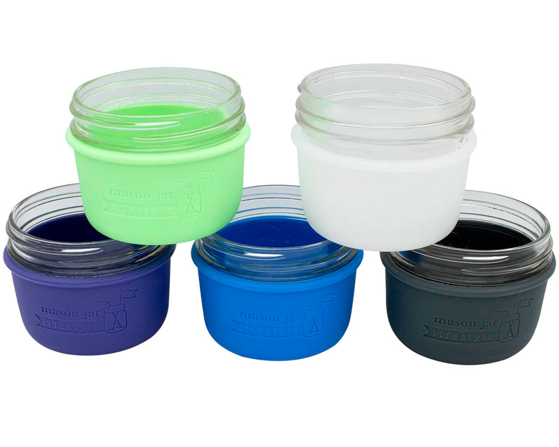 Load image into Gallery viewer, Silicone Sleeve for Wide Mouth Half Pint 8oz Mason Jars
