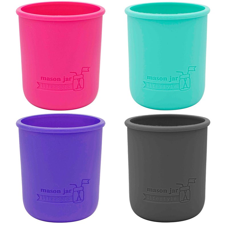 Load image into Gallery viewer, Silicone Sleeve for Regular Mouth Half Pint 8oz Mason Jars

