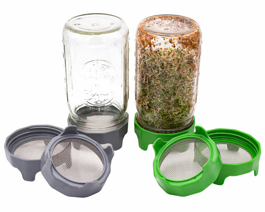Rust Proof Sprouting Lid with Built-In Stand for Wide Mouth Mason Jars