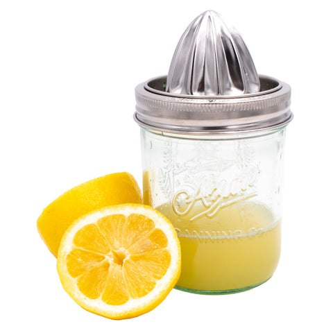 Juicing stainless steel lid for wide mouth Mason jars