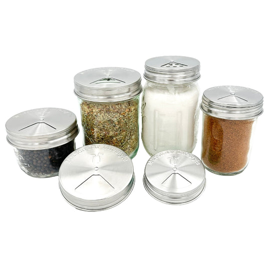 Spice Shaker Stainless Steel Lids for Mason Jars 4 Pack