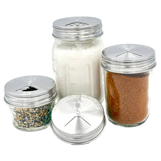 Spice Shaker Stainless Steel Lids for Mason Jars 4 Pack