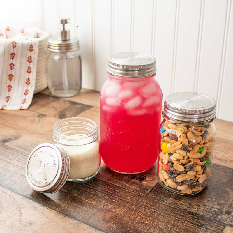 Load image into Gallery viewer, Stainless Steel Storage Lids with Leak-Proof Silicone Liners for Mason Jars 5 Pack
