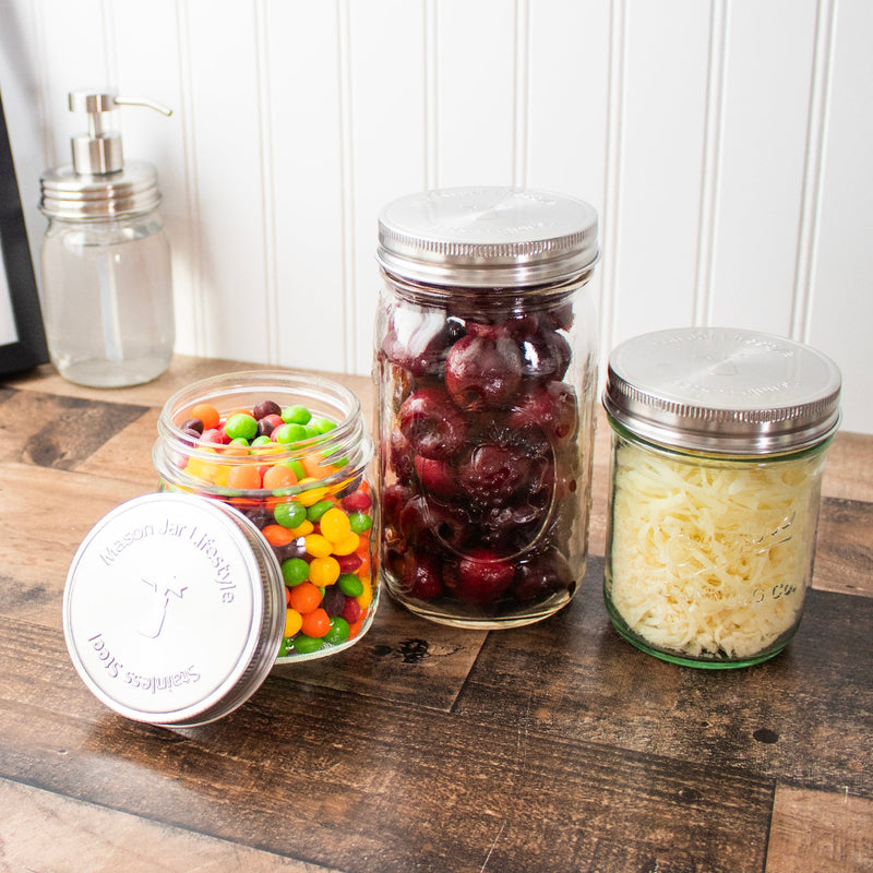 Load image into Gallery viewer, Stainless Steel Storage Lids with Leak-Proof Silicone Liners for Mason Jars 5 Pack
